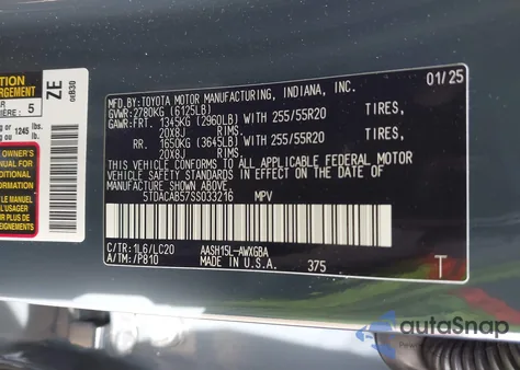 2025 Toyota Grand Highlander Hybrid Limited z USA, uszkodzony, nr VIN 5TDACAB57SS033216